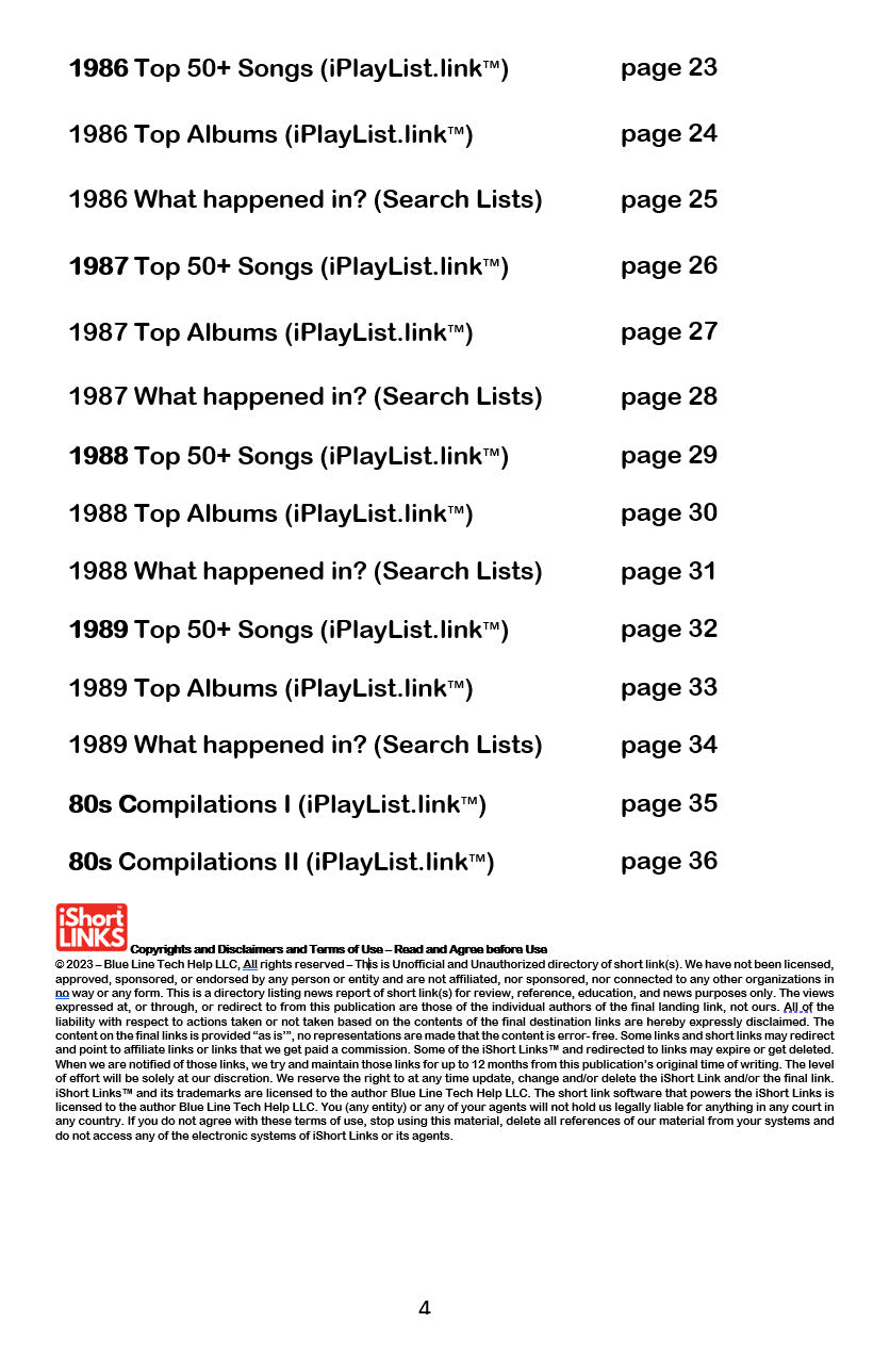 iMusica.link - 1980s - UnOfficial And UnAuthorizied Directory of Short Links - (PAPERBACK 5.5"x8.5")