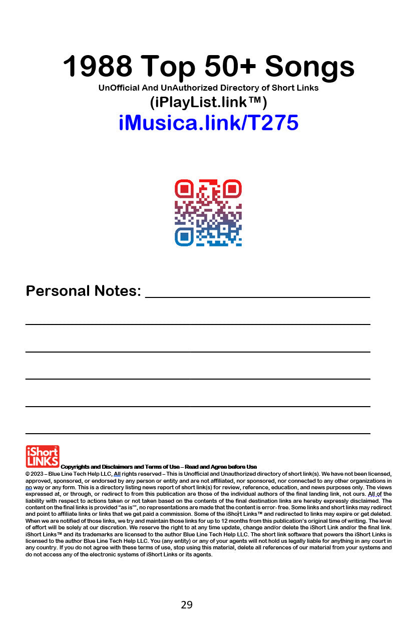 iMusica.link - 1980s - UnOfficial And UnAuthorizied Directory of Short Links - (PAPERBACK 5.5"x8.5")