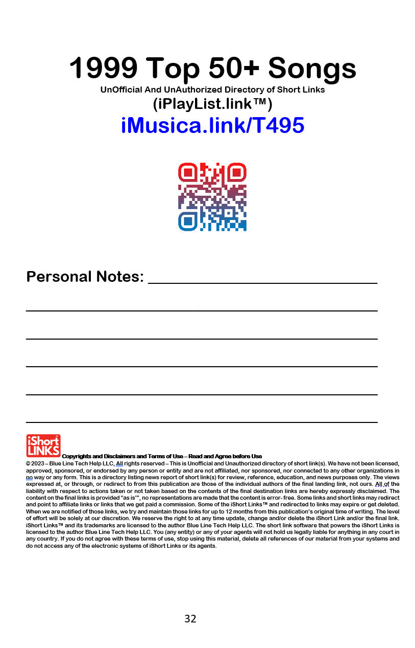 iMusica.link - 1990s - UnOfficial And UnAuthorizied Directory of Short Links - (PAPERBACK 5.5"x8.5")