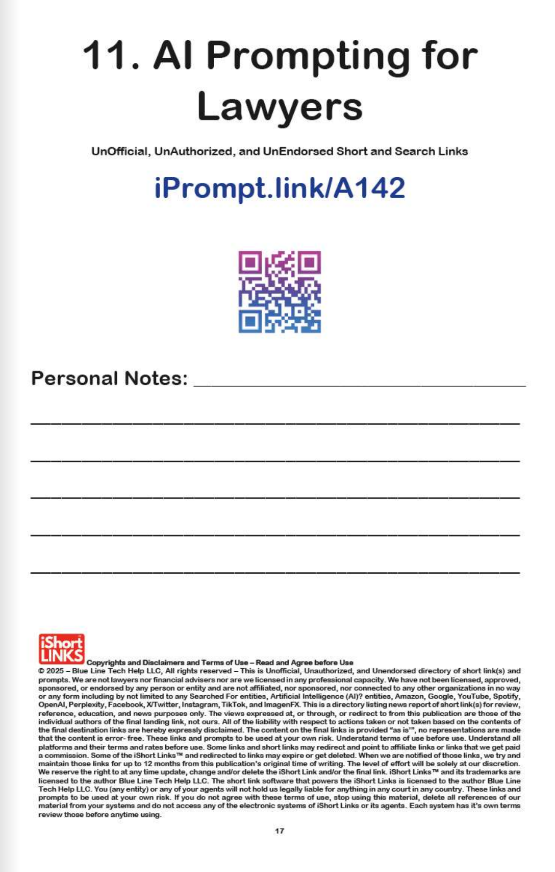 AI Prompts for Lawyers - Vol. 1 - iPrompt.link (PAPERBACK 5.5"x8.5")