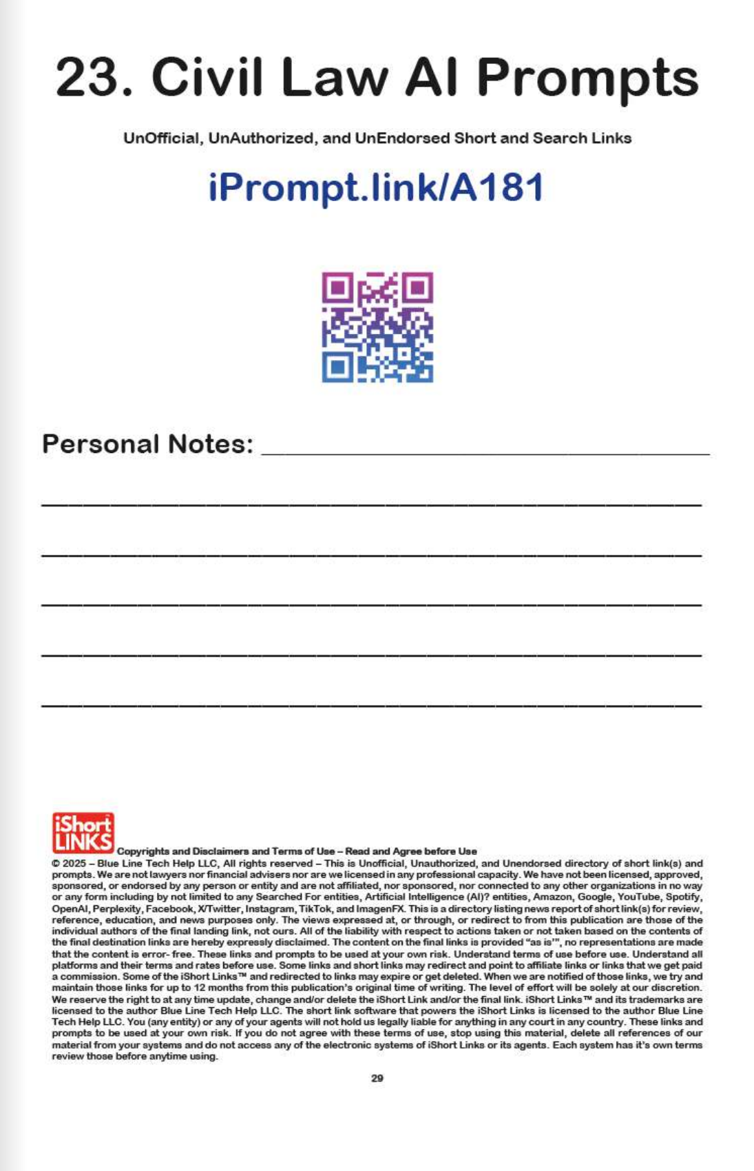 AI Prompts for Lawyers - Vol. 1 - iPrompt.link (PAPERBACK 5.5"x8.5")